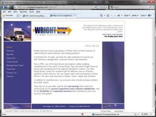 Thumbnail of Wright Services Group website shows sharp clean design, easy straight-forward navigation.